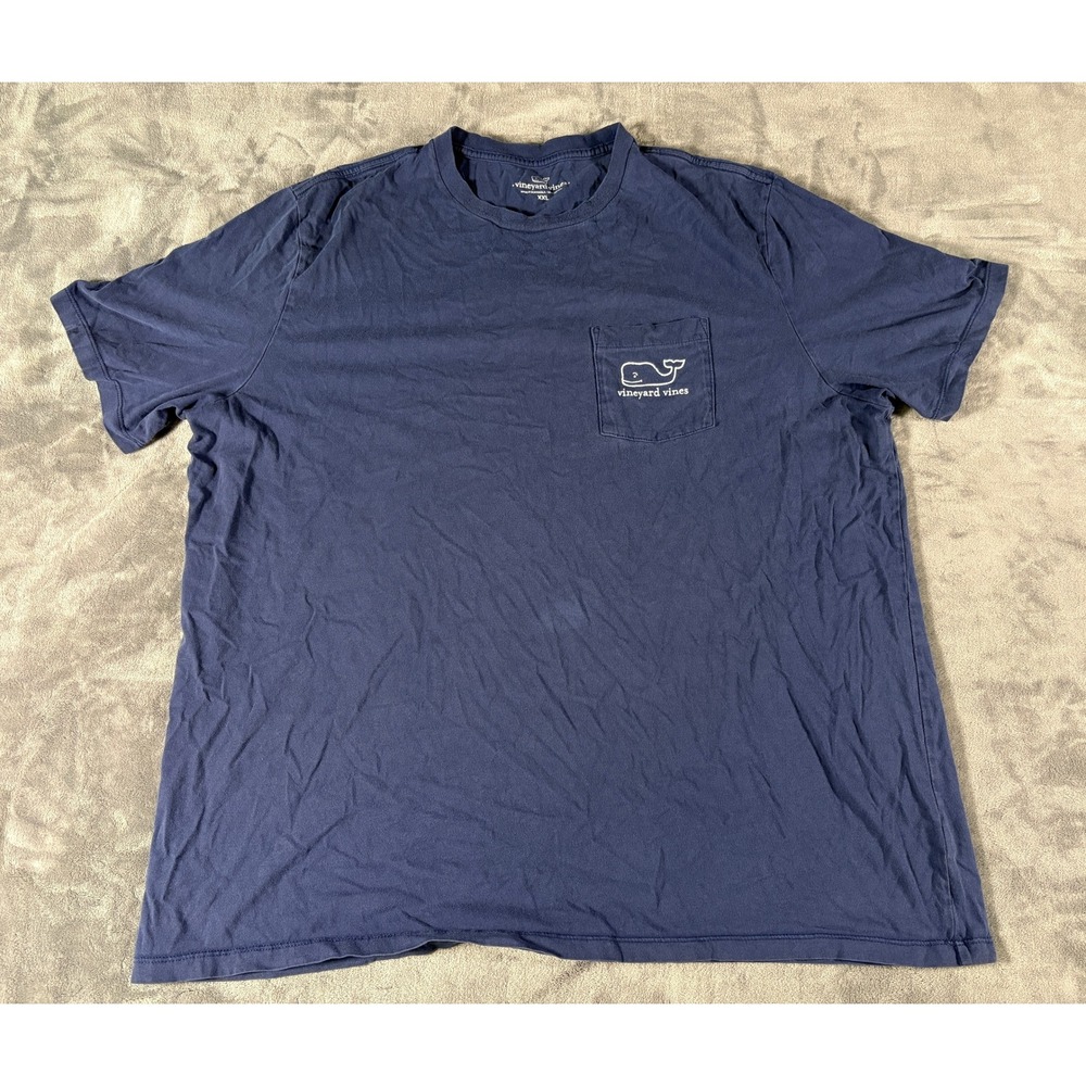 Vineyard Vines Mens XXL Pocket T Shirt Navy Blue Cotton Whale Logo Tee